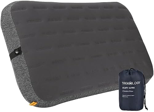 TREKOLOGY Großes aufblasbares Kissen - ALUFT Ultra Camping Kissen für Strand und Camping, aufblasbares Kopfkissen für Outdoor-Abenteuer (GRAU)
