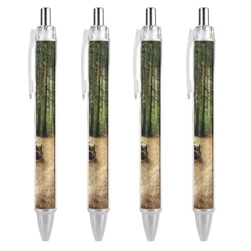 Wymouird Rural Forest Country Earthy Nature Dirt Pathway Wilt Tree Retractable Ballpoint Pens, Medium Point, Black Ink
