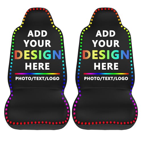Custom Set of 2 Personalized Car Seat Covers - Add Your Photo Tex...