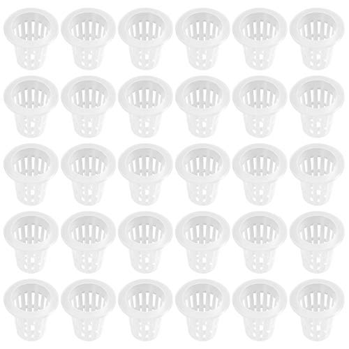 Yardwe 50PCS 2.8 Inch Garden Net Cup Pots Plastic Hydroponics Net Pot Bucket Basket for Hydroponics Supplies (White)