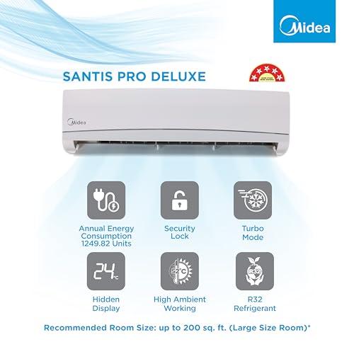 Image of Midea 2 Ton 5 Star AI Gear Inverter Split AC (Copper, Convertible 4-in-1 Cooling,HD Filter with Auto Cleanser, SANTIS PRO ROYAL, MAI24SR5R34W0,White)