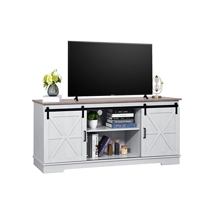 Buy YITAHOME Farmhouse TV Stand for 65/60/ 55 Inch TV, Rustic Modern Entertainment Center with