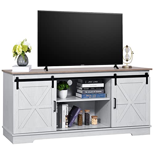 Buy YITAHOME Farmhouse TV Stand for 65/60/ 55 Inch, Rustic Modern