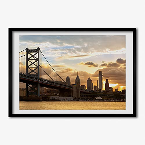 Cadre photo MDF 70x50 cm Tulup avec une affiche du pont de Philadelphie pour salon