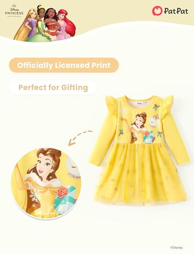 Image of Disney Girls' Tulle Tutu Dress Birthday Party Outfit Baby /Toddler | Officially Licensed, Frozen Elsa, Minnie, Princess, Velvet Top with Belt, Multi-Layer Mesh Skirt, Ruffle Long Sleeve Clothes