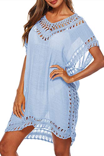 Image of Adisputent Womens Swimsuits Cover Ups Crochet Chiffon Beach Cover Bathing Suit Bikini Wear Coverups Dress