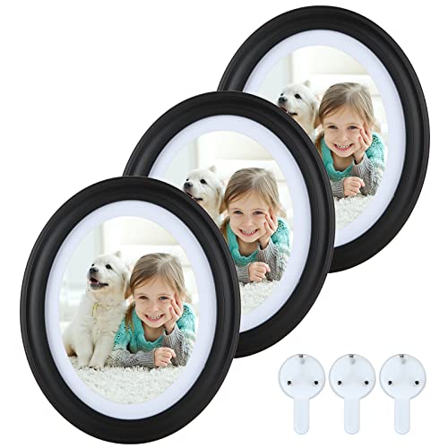 SENENQU 3Pack Oval Picture Frames 5x7 Black Oval Frames with Mounting Screws and Hooks