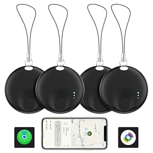 Air Tag Android Smart Tag, GPS Tracker Schlüsselfinder Android kompatibel mit Google Mein Gerät Finden(Android NUR), Bluetooth KeyFinder für Gepäck/Reisepässe/Koffer/Ge... (4 Black)