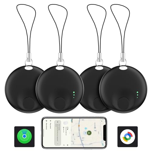 Air Tracker Tag Android Smart Tag, GPS Tracker Schlüsselfinder Android kompatibel mit Google Mein Gerät Finden(Android NUR), Bluetooth KeyFinder für Gepäck/Reisepässe/Koffer/Geldbörse (4 Black)