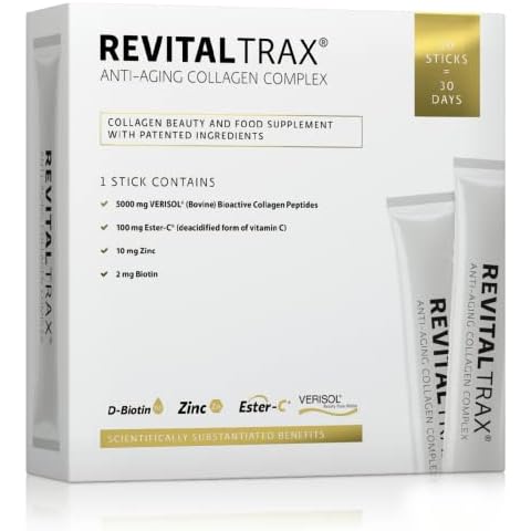 RevitalTrax Anti-Aging Kollagen Pulver Komplex - 30 Dosierungen- Hochqualitatives Hydrolysat - Kollagenpeptide - Geschmacksneutral Cover