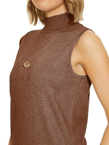 Image of INKOFF Sleeveless Mock Neck Turtleneck Knit Tops Women Dressy Casual Sweater Vest Business Work Tank