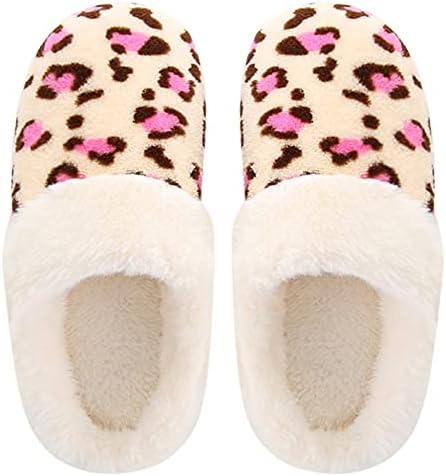 Home Slippers for Ladies Fake Fur Leopard Sample Heat Slippers for Ladies Indoor Outside Reminiscence Foam Slip on Anti
