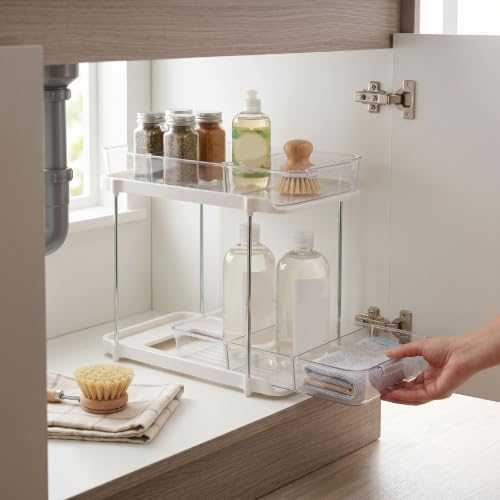 Organizador Bajo Fregadero con 2 Cajones Deslizantes, Estante de Almacenamiento de 2 Niveles (Estilo Alto) miniatura 6