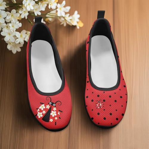 Womens Mesh Flats Slip On Casual Comfortable Walking Shoes Drive Flat Shoes for Outdoor Black Sole Size 6-113