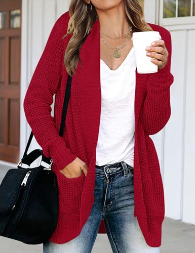 Image of MEROKEETY Womens Long Sleeve Open Front Cardigans Chunky Knit Draped Sweaters Outwear