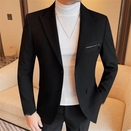 Men's Business Suit Jacket Zipper Design Slim Casual Office Social Suit Jacket Banquet Party Wedding Groom Dress3