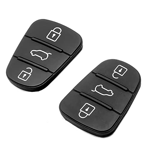 YDHfdc 2 Unidades de 3 Botones para Llave de Coche, Botón de Goma, Piezas de Llave Remota para Coche Compatibles con Kia y Hyundai Key, Piezas de Repuesto Cover