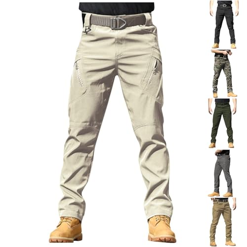 Pantalones de senderismo para hombre, pantalones cargo de pierna recta, transpirables, elásticos, pantalones tácticos de secado rápido, pantalones de combate con bolsillos con cremallera, pantalones