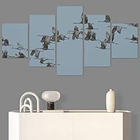 SIGNWIN 5 Panel Canvas Wall Art Birds Farmhouse/Country Group Group Multicolor Photography Realism Relax/Calm Warm for Home Decorations Ready to Hang - 60