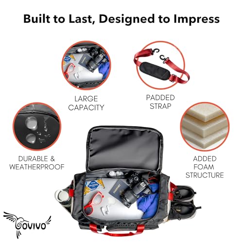 GoVivo Gym Bag with Shoe Compartment, Gym Duffle Bag for Women, Water Resistant Weekender travel Bag, bolso de viaje para mujer, Lightweight & Stylish gym bags, Black3