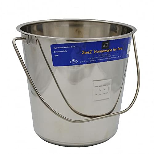 ZEEZ SS Round Bucket Pail 8.5L, Stainlee Steel