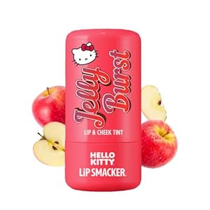 Lip Smacker Hello Kitty So Jelly Lip & Cheek Tint, Moisturizing Sheer & Buildable Color, Fun Bouncy Jelly Texture, Sweet Apple Flavor – Apple