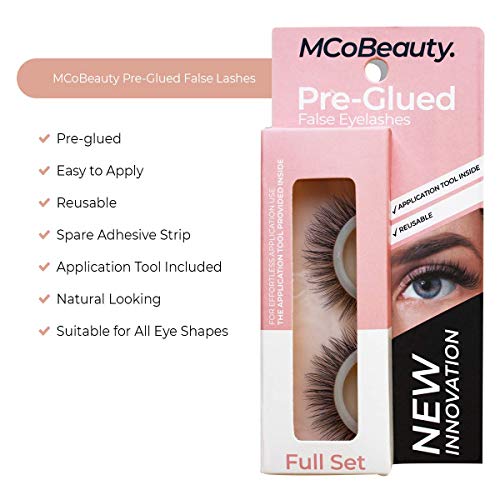 MCoBeauty Reusable Pre-Glued False Lashes | Natural Self Adhesive Fake Eyelashes