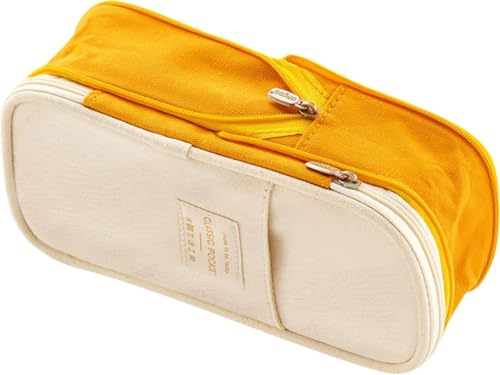Image of WORSHIPER Big Capacity Pencil Pen Case Bag with Zipper Office College School Storage Large Capacity Bag Pouch Holder Box Organizer Colorful (Special - Orange)