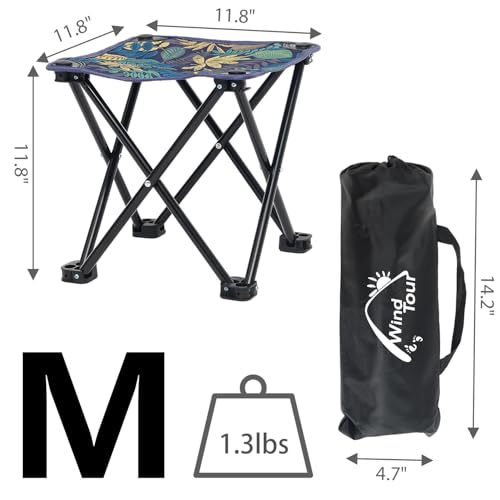 Image of Wind Tour Portable Folding Camping Stool Outdoor Camping Lightweight Samll Chair for Fishing Hiking Gardening and Beach with Carry Bag (Medium Blue -1)