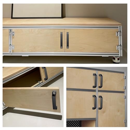 JiGiU Bügelgriff, 2 Stück Handgriff aus Aluminiumlegierung mit T-Mutter, Schrauben, Unterlegscheibe, Schraubenschlüssel, Haltegriff für Eu-Standard 30 Serie Aluminiumprofil (Bohrlocherabstand: 120mm)