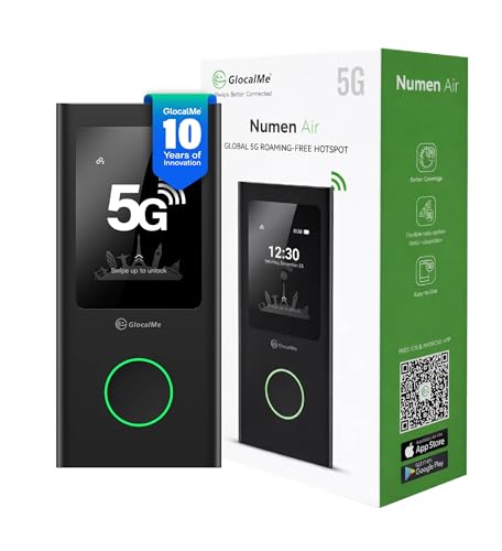 GlocalMe Numen Air Mobiler WLAN Router 5G, SIM-frei ohne Roaming, Mobiler Hotspot mit Abdeckung in...