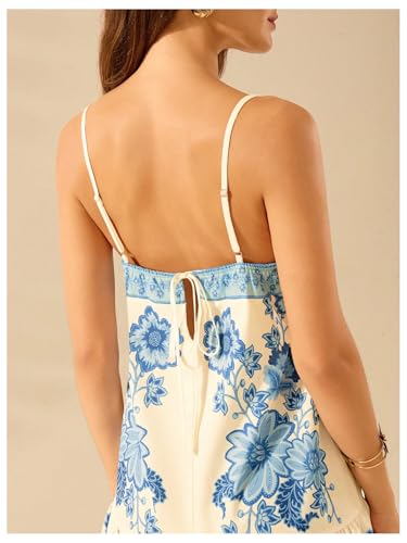 Image of SHENHE Women's Floral Sundress Ruffle Hem Spaghetti Strap Loose Flowy Boho Cami Dress