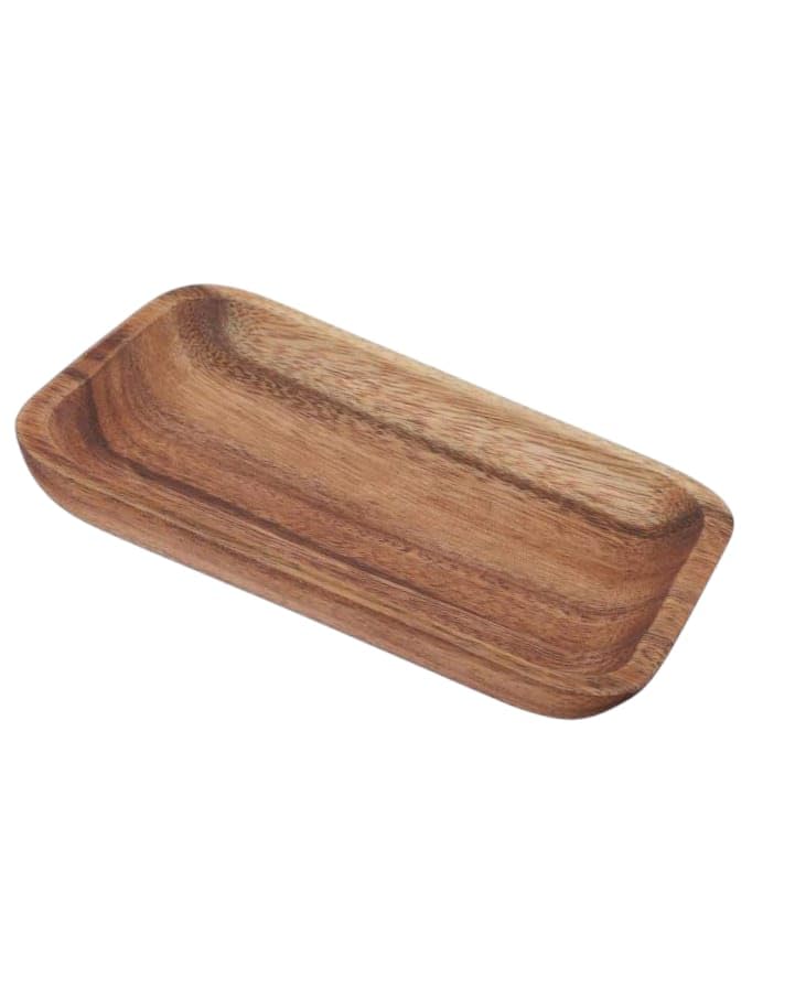Image of Woodland Dreams Wooden Serving Platter, Sheesham Wood Rectangle Small & Cute Multipurpose Tray for Home and Kitchen Use, Nesting Tray for Breakfast, Snacks, Coffee Table, 6.5 Inch, 1 Pc,