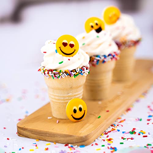 Günthart BackDecor | 15 Happy Faces | aus weißer Schokolade | Tortenaufleger | fröhliche Gesichter | unterschiedliche Motive