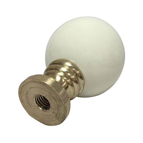 Image of Royal Designs Ceramic Sphere 1.75 inch Lamp Finial for Lamp Shade, Beige, Polished Brass Base - Set of 2