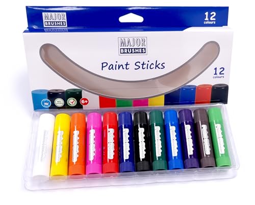 Major Brushes Juego de 12 barras de pintura para niños en varios colores