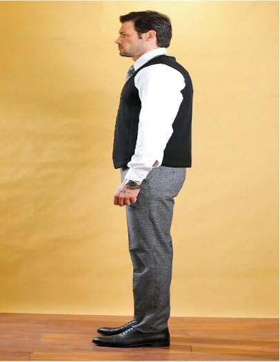 Bright Moons Men’s Button-Up Sweater Vest – Sleeveless Knit Cardigan for Business, Casual & Formal Outfits (US, Alpha, XX-Large, Regular, Regular, Black)