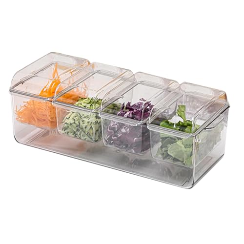 Comprimido de servicio de especias, tanques de barra de ensalada de garin de garin refrigerado, bandeja transparente de servicio de especias de hielo con ventilador extraíble, plato de fiesta de hielo