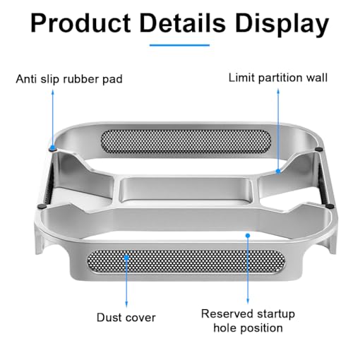 Image of ZORBES Aluminum Stand for Mac mini M4 /M4 Pro, Precision Fit Base with Power Button Cutout, Four-Sided Ventilation, 0.8mm Mesh Dust Cover, Anti-Scratch Silicone Pads Sleek Desktop Holder for Mac mini