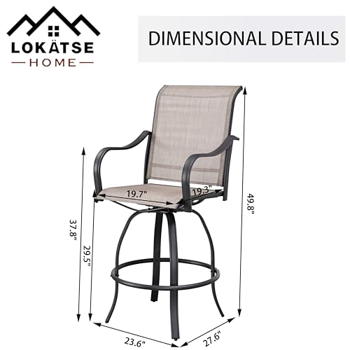 Image of LOKATSE HOME Outdoor Swivel Bistro Stool Set of 4 for Balcony, Poolside, Backyard, Garden, Grey