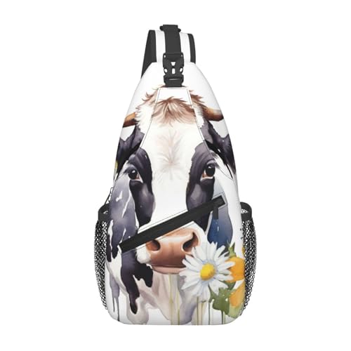 Bolso cruzado Watercolor Cow y Daisy para trekking