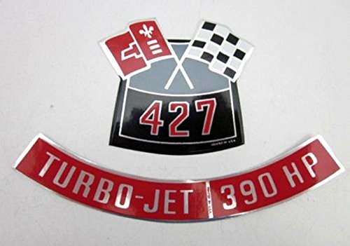 GREAT PAIR Of AIR CLEANER DECAL'S For 1966 1967 1968 1969 CHEVROLET'S With 427 ci, 390 hp ENGINE - Biscayne, Bel Air, Impala, SS, Chevelle, Malibu, El Camino, Corvette, Camaro