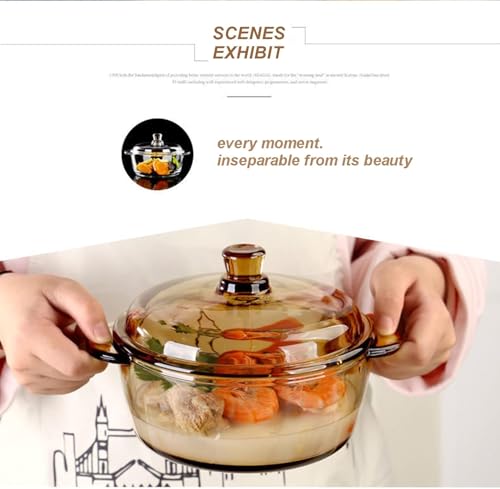 Image of Glass Casserole Deep Round 1000 ML - Oven and Microwave Safe Serving Bowl with Glass Lid (1-pc, 1000ML- Brwon)
