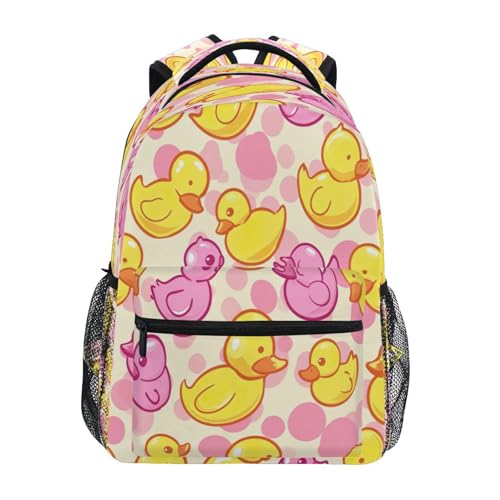 Yellow Pink Ducks Backpack - Waterproof Travel Daypack, Lightweight Durable Laptop Backpacks for Outdoor#881
