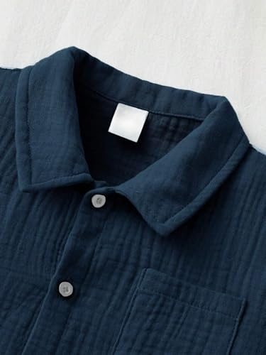 OPTRANEST Toddler Baby Boy Summer Clothes Color Block Short Sleeve Button-down Shirt Tops + Cotton Pants Outfit Set3