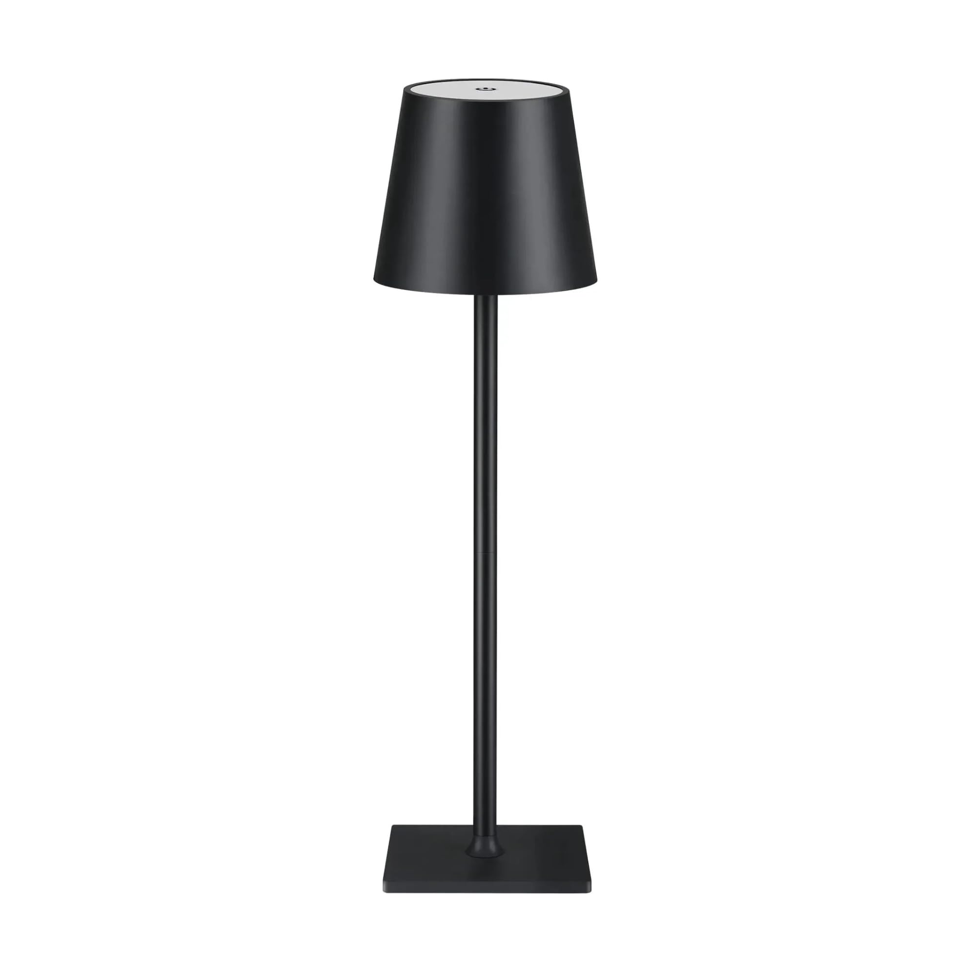 Trixes Black Rechargeable Table Lamp – - Bistro Style – Cordless Indoor/Outdoor Portable Ambient Light – 3 Mode Dimmable Desk Lamp – Touch Control – Up To 8Hrs Battery
