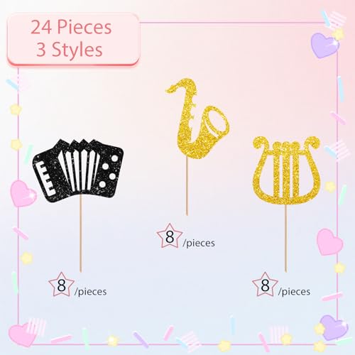 Maonica 003 24Pcs Musical Instrument Cupcake Toppers thumb #1