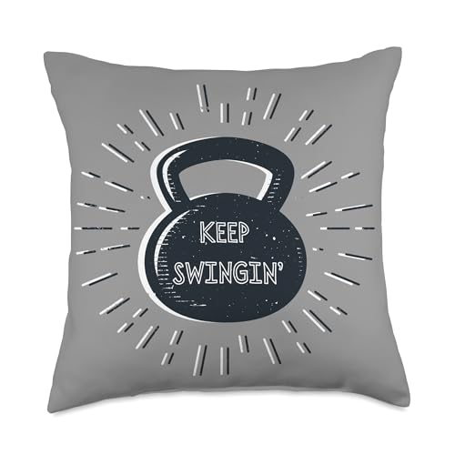 Kettlebell Stronger Every Day Keep Swingin Burnt Orange Throw Pillow