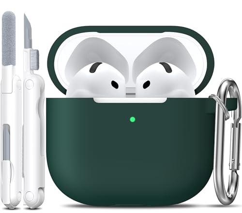 RFUN Airpods 4th�p�P�[�X�J�o�[�i�N���[�i�[�L�b�g�t���j�A�\�t�g�X�L���V���R���P�[�X�J�o�[�i�L�[�`�F�[���t���j�A�j�����p�t���v���e�N�g�P�[�X�AApple�ŐVAirpods 4�Ή��A�t�H���X�g�O���[��