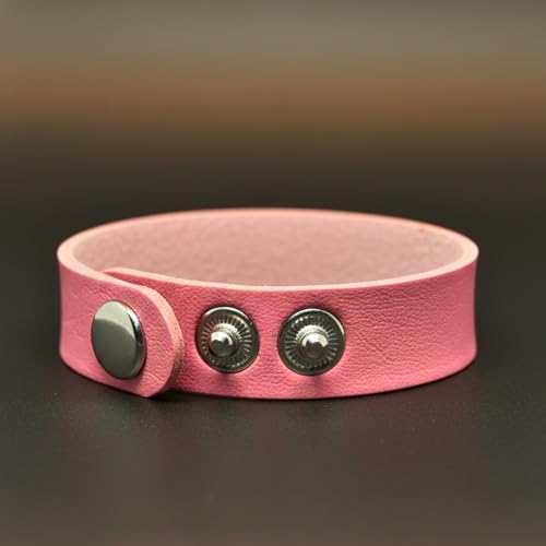 Image of THE MEN THING BLAZEFIT STRAP - 18mm Genuine Leather Bracelet with Stainless Steel Stud Button Closure for Men & Boys (6.6 /7.1 /7.6 inch)